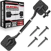 [Upgrade Adjustable] 6”-10” Cabin Hook Eye Latch Gate, Heavy Duty 4 Mounting Points Bracket, Barn Door Lock Latch, Durable Door Swivel Window Hook Lock for Sliding Door, Outdoor, Window, Cabinet