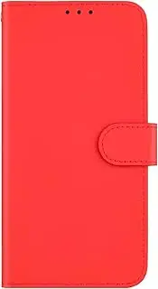 [PONRFEKT] Wallet Case for Oppo A96 4G / K10 4G,Shockproof Premium Vintage PU Leather Magnetic Flip Cover with Card Holder and Stand Folio Phone Cover-Red
