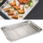 Stainless Steel Baking Pan w/ Non Stick Rack Roasting Tray Oven Sheet Dish