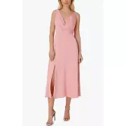 Aidan by Aidan Mattox Womens Satin Sleeveless Midi Dress Deep Rose 6