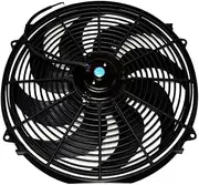 A-Team Performance Radiator Electric Cooling Fan 16 inch 12V Wide Curved 16" 8 Blades Thermostat Kit 3000 CFM Reversible Push or Pull with Mounting Kit - Radiator Fan