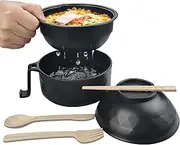 Layron Ramen Cooker Ramen Bowl Set with Chopsticks 33oz Microwave Noodle Bowl College Dorm Room Essentials for Girls for Boys Apartment Essentials-Black