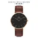 Daniel Wellington 手錶 Classic Bristol 40mm深棕真皮皮革錶-黑錶盤-玫瑰金框(DW00100125)