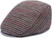 [ARG] Men's Wool Tweed Newsboy Cap Flat Cap, Flat Ivy Hat, Snap Brim Herringbone Tweed Cap Vintage Charm ONE Size