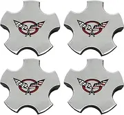 4pcs Custom Wheel Center Caps USA Flag Compatible with 2000-2004 Corvette C5 Z06 Chrome Center Cover Replacement (Chrome)