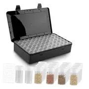 Seed Storage Box with 60 Bottles and Label Stickers, Opaque Light Proof Seed
