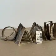 Henri Bendel Napkin Rings Set of 9 Silver Plate (?) Geometric Shapes Tablescape