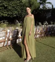BNWT Sass & Bide Claret Maxi Dress Olive Green Sheer Size 6-8 RRP $600 Event