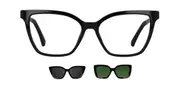 Clip on Cat Eye Black SmartBuy Collection Florine With Clip-On Two Set JSV-274 002 Fashion Women Eyeglasses