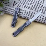 Carbon Fiber + Titanium Handle Folding Pocket Knife Outdoor Camping EDC Keychain