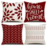 Throw Pillow Covers 16x16 Inch, Pillow Covers 16" x 16" (Pack of 4) Red Wine