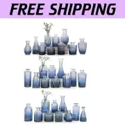 Set of 30 Decorative Mini Glass Vases - Vintage Blue for Weddings & Gifts