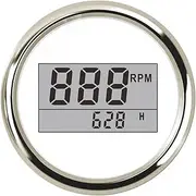 PCECKMZTFZ 2"(52mm) Auto Truck Boat Digital Tachometer 0-9990 RPM with Hourmeter Fit for Boat Car Truck Motorcycle Red Backlight 9-32V Speedometer(Red Light 52mm WS)