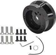 UcarSoon 5 & 6 Hole Billet Steering Wheel Hub Adapter Replacement for Chevy 1969-1994 GMC Truck Pickup Van-s J-eep Bui-ck Chry-sler Dod-ge Pon-tiac Ca-dillac (Black)