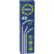 Deeko Bendable Paper Straws 40 pack