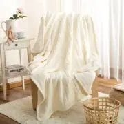 CottonMore Knitted Acrylic Sherpa Large Blanket Plush Throw Rug 180x120cm - Cream