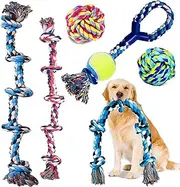 Dog Rope Toys,Dog Toys for Aggressive Chewers, 5Pcs Indestructible Dog Chew Toys for Medium to Large,Cotton Rope Heavy Duty Dog Teething Chew Toy,Tug of War Indoor Outdoor Interactive Dog Toys