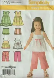 TODDLER DRESSES/TOP/CAPRIS/SHORTS (Sz 1/2 - 4) Simplicity Pattern 4203