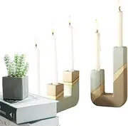 LeoLeozz Farmhouse Candle Holders | Set of 2 Modern Taper Candlestick Holder - Decorative Candle Holders for Dining Table, Living Room Coffee Table