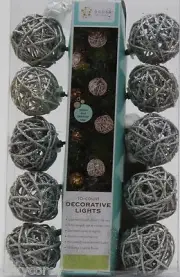 Order Home Collection 10 Count Silver Ball String Indoor/Outdoor Lights NIB