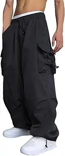 [WZIKAI] Men's Baggy Cargo Pants Casual Parachute Cargo Pants Loose Fit Hip Hop Harem Pants with Pockets