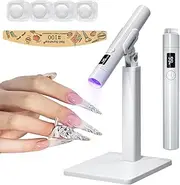 Handheld Mini UV Light for Gel Nails,Rechargeable Portable Uv Nail Lamp,Nail Dryer with Stand,Fast Curing,Suitable for Home Manicure (White)