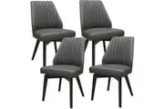 Divano Shelby Set of 4 Dining Chair Genuine Leather Solid Rubber Wood Frame - Dark Grey