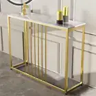 Narrow Console Sofa Entry Table Behind Couch Table Sintered Stone Golden Frame