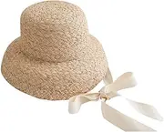 [Dinglong] Kid Baby Girl Straw Hat Outdoor Baby Sun Protection Hats Summer Bowknot Beach Cap InFacent Toddler