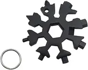 18 in 1 Stainless Multi-tool Snowflake Keychain Wrench Screwdriver Bottle Opener (Black)