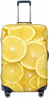 [CADREWY] Yellow Lemon Print Travel Suitcase Cover Luggage Protector with Elastic Anti Scratch for Carry On, Black, Small