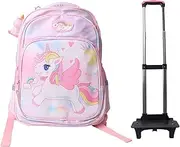 [Cryfokt] Kids Wheeled Backpack, Waterproof Reflective Backpack Oxford Fabric Cartoon Patterns Carrying or Pulling Strong Load Bearing Capacity 2 Wheels Rolling School Bag for Travel