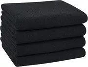 VIVOTE Microfibre Tea Towels, 40 x 60 cm, Black Kitchen Towels, Soft and Absorbent Premium Tea Towels for Cleaning Kitchen (Pack of 4)