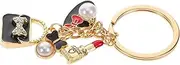 [LIFKOME] Stylish Bowknot Pendant Keychain Alloy Bag Charm Decorative Keyring for Handbags with Pearl Accents