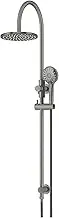 Meir Round Gooseneck Shower Set with 200mm Rose, Three-Function Hand Shower - Exclusive Universal Water Inlet for Top or Bottom Connection Compatibility | Built-in Diverter - Shadow Gunmetal