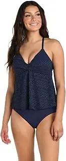 [24th & Ocean] Women's Standard Shirred Swimsuit Tankini Top