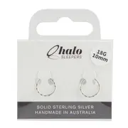 Halo Sleepers 10mm Solid Sterling Silver Faceted Sleeper Earrings 18G
