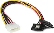 StarTech.com PYO2LP4LSATA 12-Inch LP4 to 2X Latching SATA Adapter 4 Pin Molex to Dual SATA Y Splitter