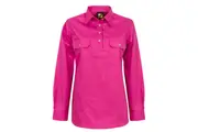 Workcraft Ladies 1/2 Button Cotton Shirt WSL505 - Pink