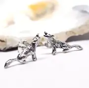 Wolf Earrings Howling Wolf Genuine Sterling 925 Silver Stud Earrings Boxed