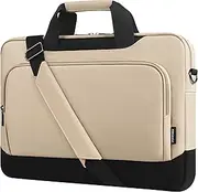 DOMISO Laptop Sleeve Case Large Capacity Shoulder Bag Compatible with 17-17.3 inch Dell XPS/HP Gaming Pavilion 17 / Chromebook 317，Beige