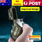 Waterproof USB Cigarette Lighter Camping Outdoor Flameless Windproof Double Arc