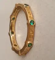 NEW Thomas Sabo Sterling Silver Y/Gold Plated Green Sparkling Ring Size 54 925