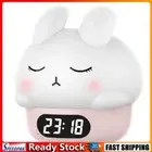 Cartoon Rabbit Night Light with Alarm Clock Touch Silicone Bunny Lamp (Pink)