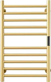 Heated Towel Rail Towel Warmer Electric Towel Dryer, 10 Bars Gold Towel Warmer Rack Wall Mounted Heated Towel Rack with Timer, Heated Towel Bar for Bathroom,Hardwired (Hardwired)