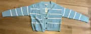 Women's Striped Patch-pocket V-neck Cardigan, New
