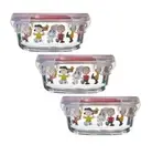 Pyrex Peanuts Snoopy Heat Resistant Glass Airtight Containers ROUND 3P SET 380ml