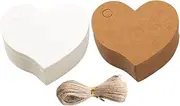 GETAJGHSD 200 Pcs Heart Shape Tags with String Blank Paper for Valentine Day Weddings Showers DIY Craft Projects Personalize Your Messages and Express Love