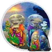 Beautiful Art Sun Child and Moon Child Day and Night Round Beach Towel