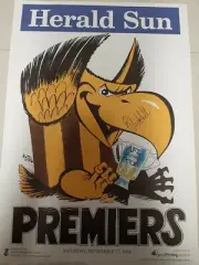 2008 Hawthorn FC - AFL Premiership Weg Poster - signed by Captain Sam Mitchell